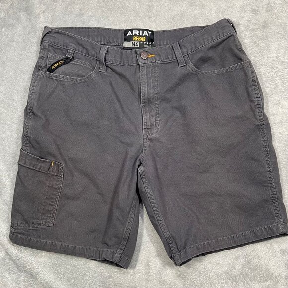 Ariat Rebar M4 Low Rise Work Shorts‎ 36R Gray Cotton Blend Built To Last - Picture 1 of 8